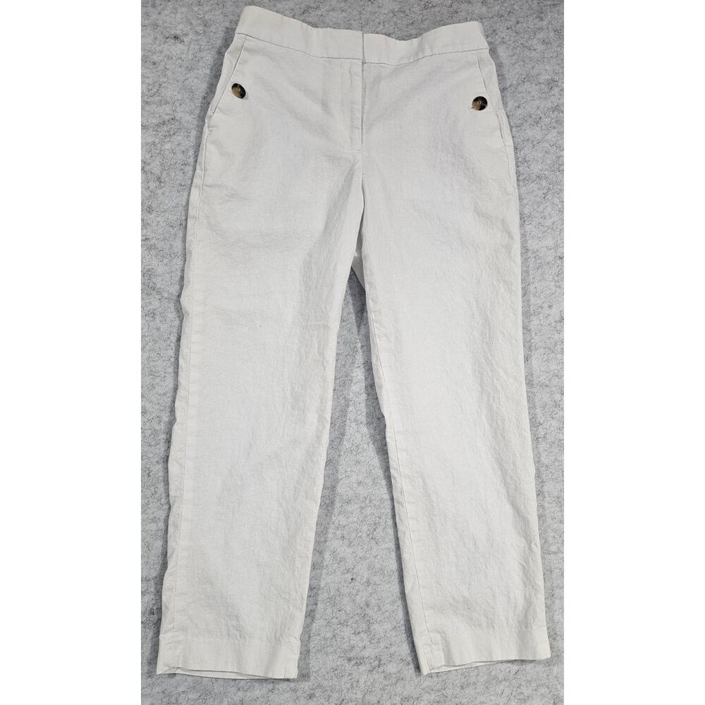J.Crew Linen-Cotton Blend Cropped Sailor Pant, White, Women Sz 8, New - Picture 1 of 11